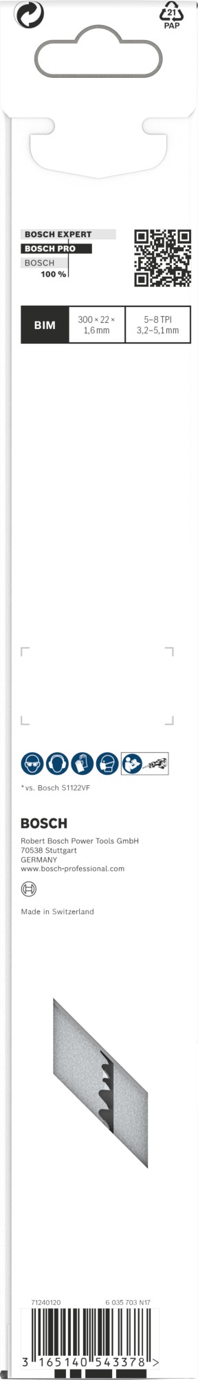 Hoja PRO Multi Material Demolition S1210VF 1,6 x 22 x 300 mm, 5 unidades