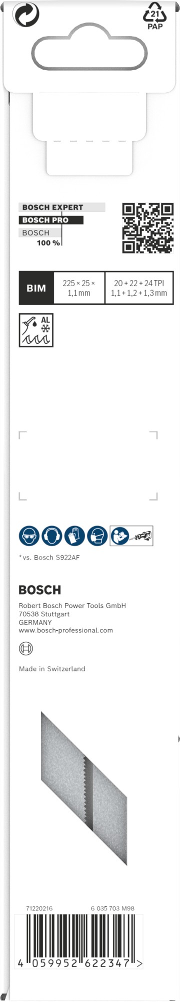 Hoja PRO Thin Metal precise S1137EAF 1,1 x 25 x 225 mm, 5 unidades