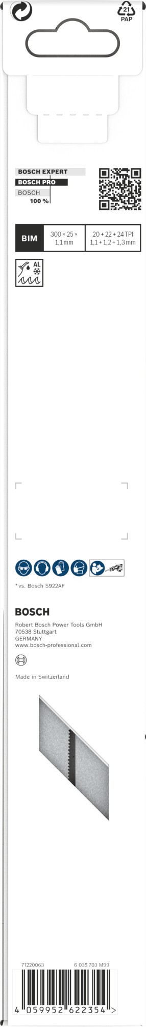 Hoja PRO Thin Metal precise S1237EAF 1,1 x 25 x 300 mm, 5 unidades