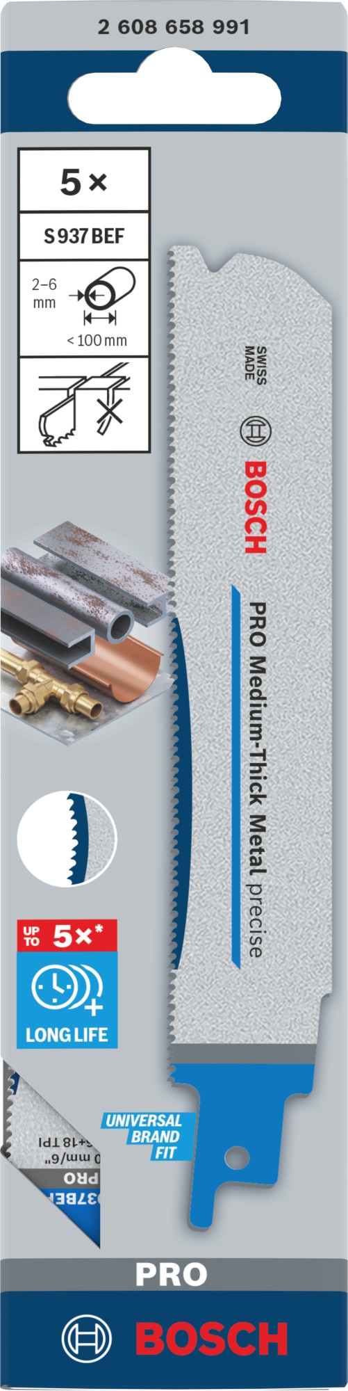 Hoja PRO Medium-Thick Metal precise S937BEF, 1,1 x 25 x 150 mm, 5 uds.