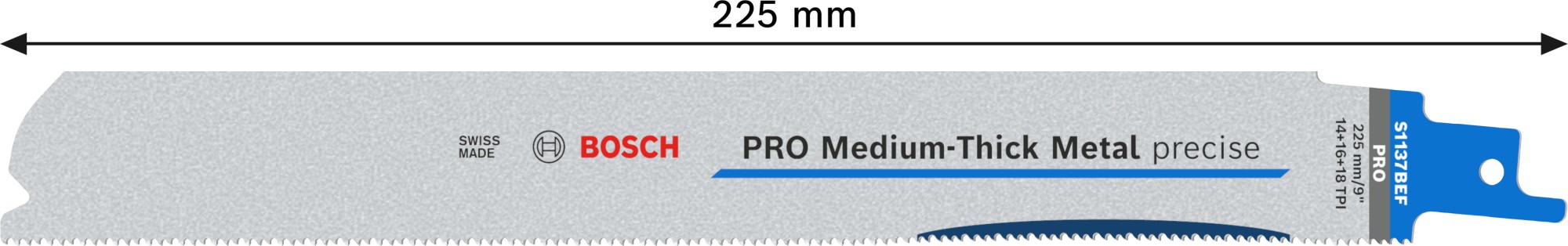 Hoja PRO Medium-Thick Metal precise S1137BEF, 1,1 x 25 x 225 mm, 25 uds.