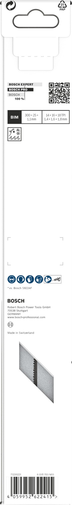 Hoja PRO Medium-Thick Metal precise S1237BEF, 1,1 x 25 x 300 mm, 5 uds.