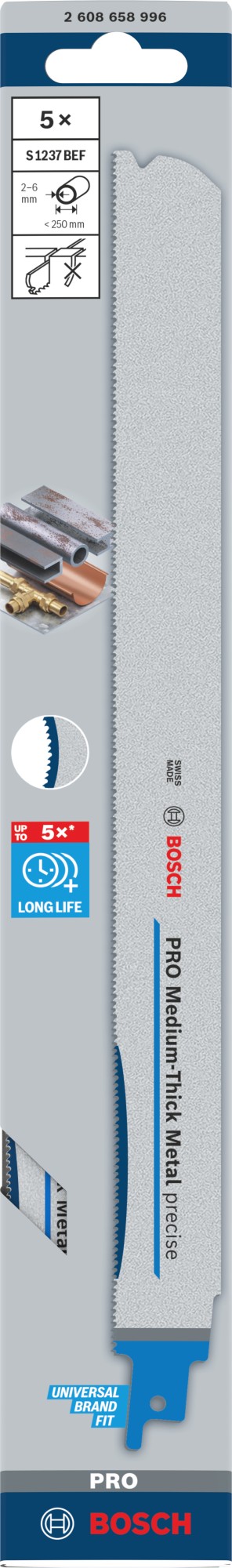 Hoja PRO Medium-Thick Metal precise S1237BEF, 1,1 x 25 x 300 mm, 5 uds.