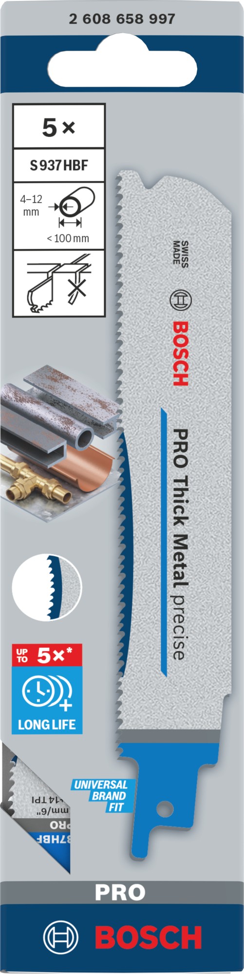 Hoja PRO Thick Metal precise S937HBF 1,1 x 25 x 150 mm, 5 unidades