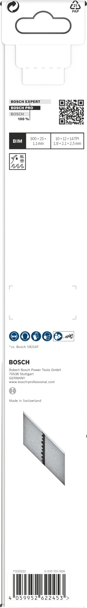 Hoja PRO Thick Metal precise S1237HBF 1,1 x 25 x 300 mm, 5 unidades