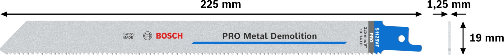Hoja PRO Metal Demolition S1125VF, 1,25 x 19 x 225 mm, 2 unidades