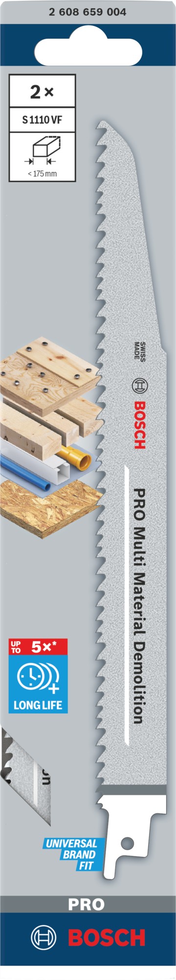 Hoja PRO Multi Material Demolition S1110VF, 1,6 x 22 x 225 mm, 2 unidades