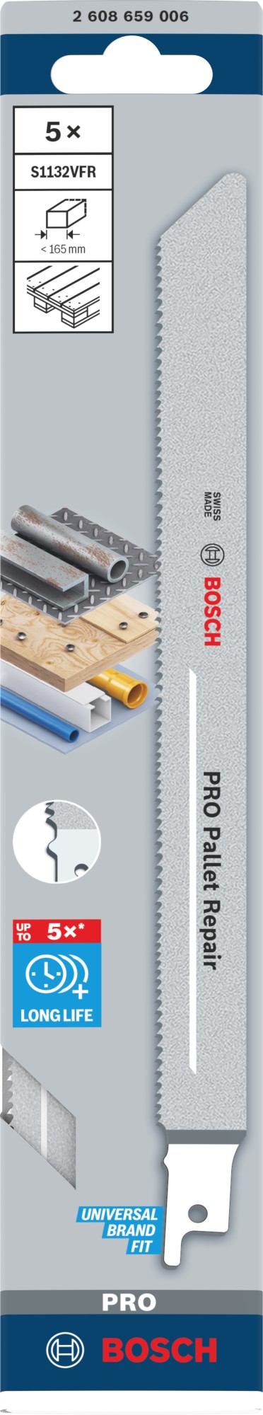 Hoja PRO Pallet Repair S1132VFR, 0,9 x 19 x 225 mm, 5 unidades