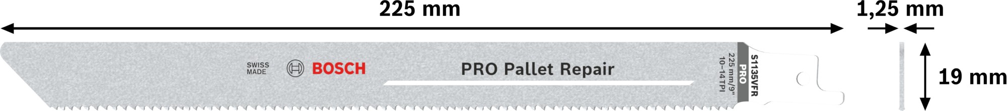 Hoja PRO Pallet Repair S1135VFR 1,25 x 19 x 225 mm, 5 unidades