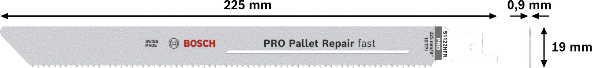 Hoja PRO Pallet Repair fast S1122HFR 0,9 x 19 x 225 mm, 5 unidades