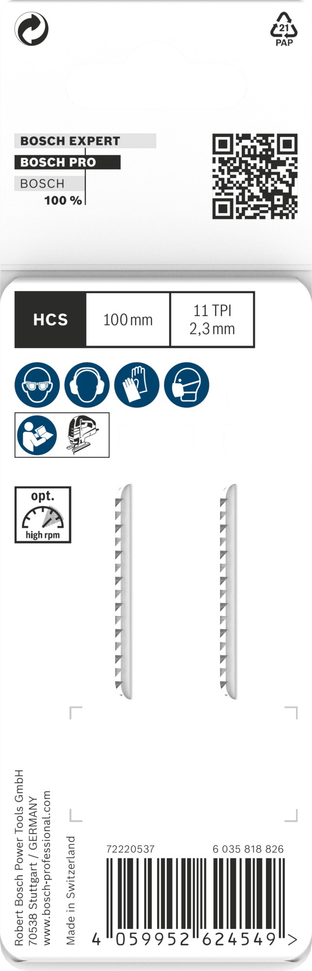Hoja de sierra de calar PRO Plastics PVC clean T102H 100 mm, 2 uds.