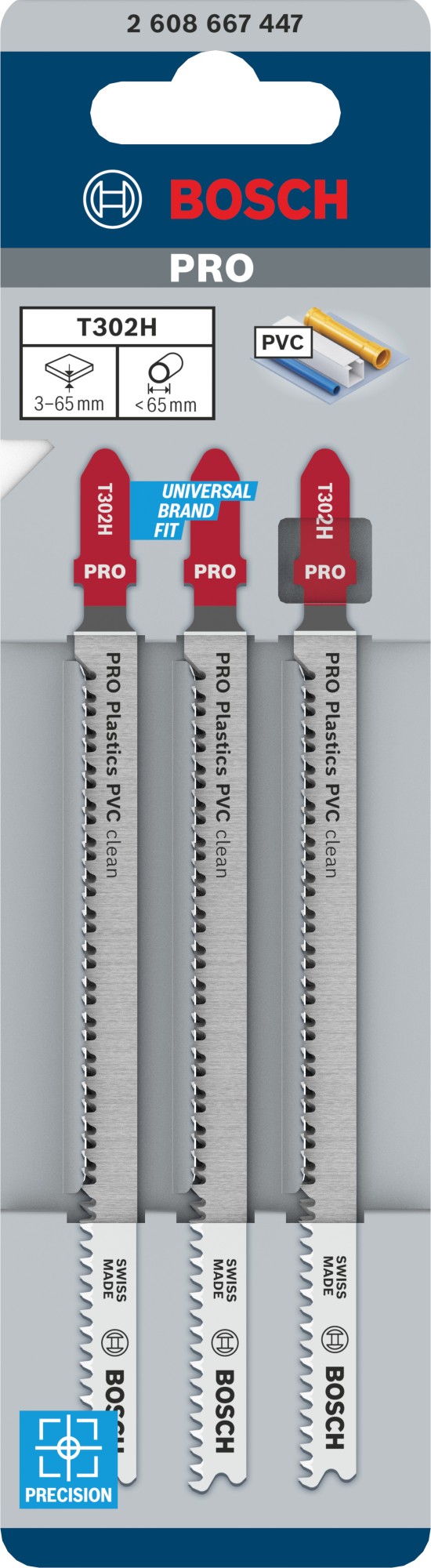 Hoja de sierra de calar PRO Plastics PVC clean T302H 132 mm, 3 uds.