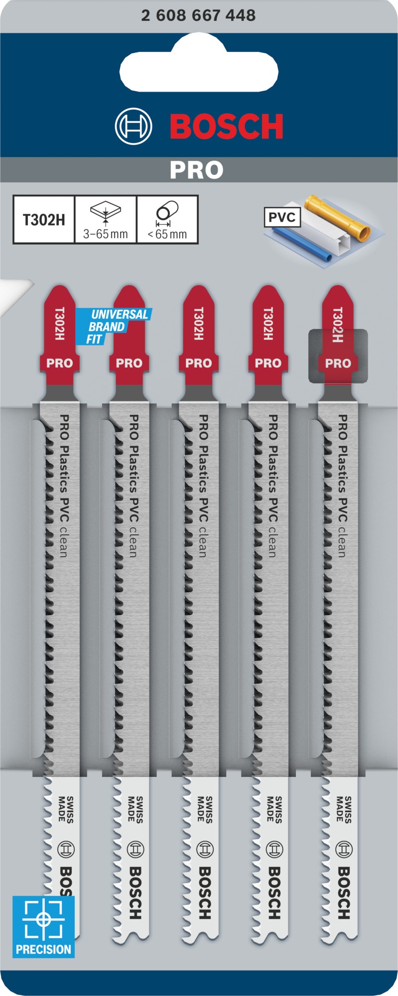 Hoja de sierra de calar PRO Plastics PVC clean T302H 132 mm, 5 uds.
