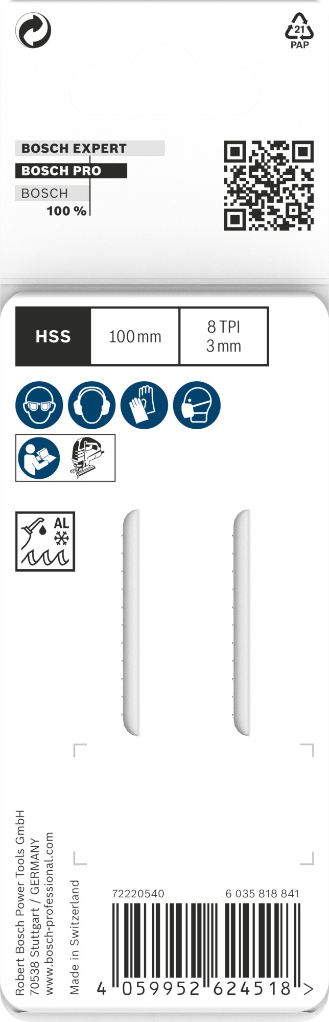 Hoja de sierra de calar PRO Alu curve T227D, 100 mm, 2 uds.
