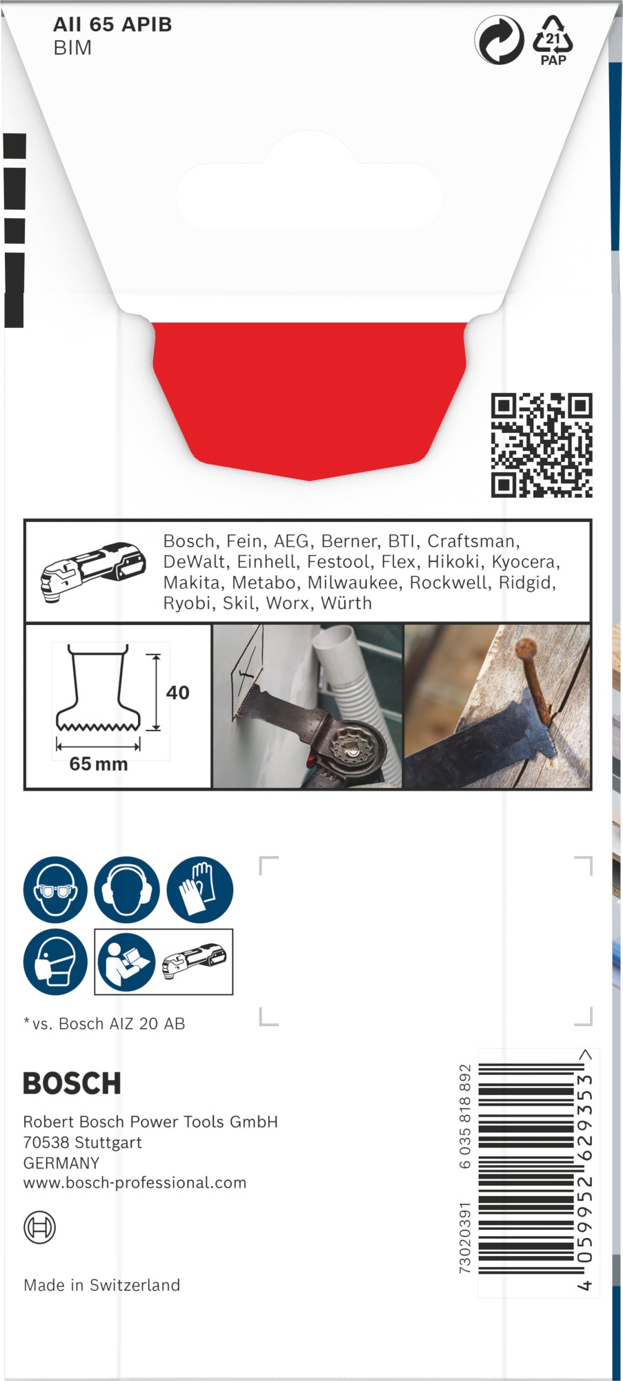 Hoja multiherramienta PRO AII 65 APIB, 65 x 40 mm
