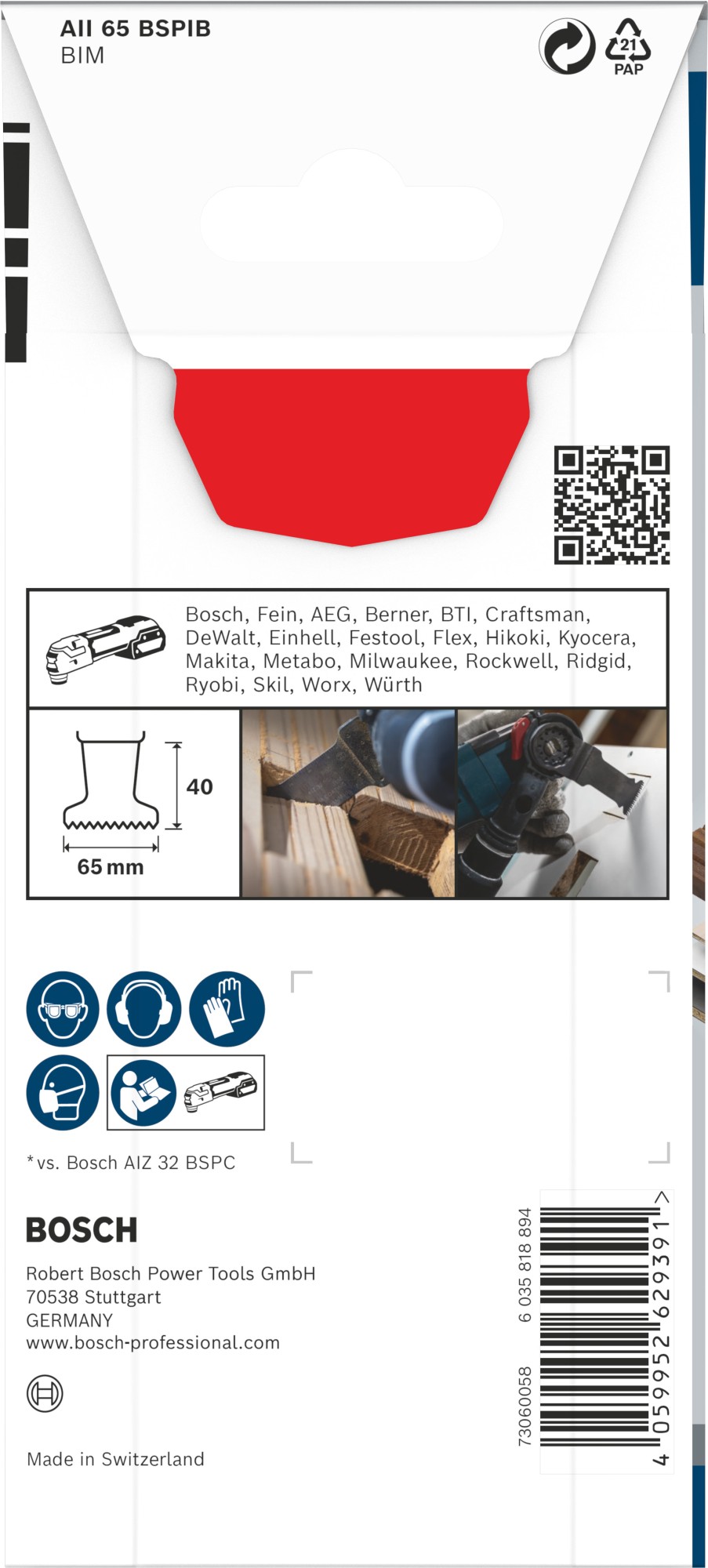 Hoja multiherramienta PRO AII 65 BSPIB, 65 x 40 mm