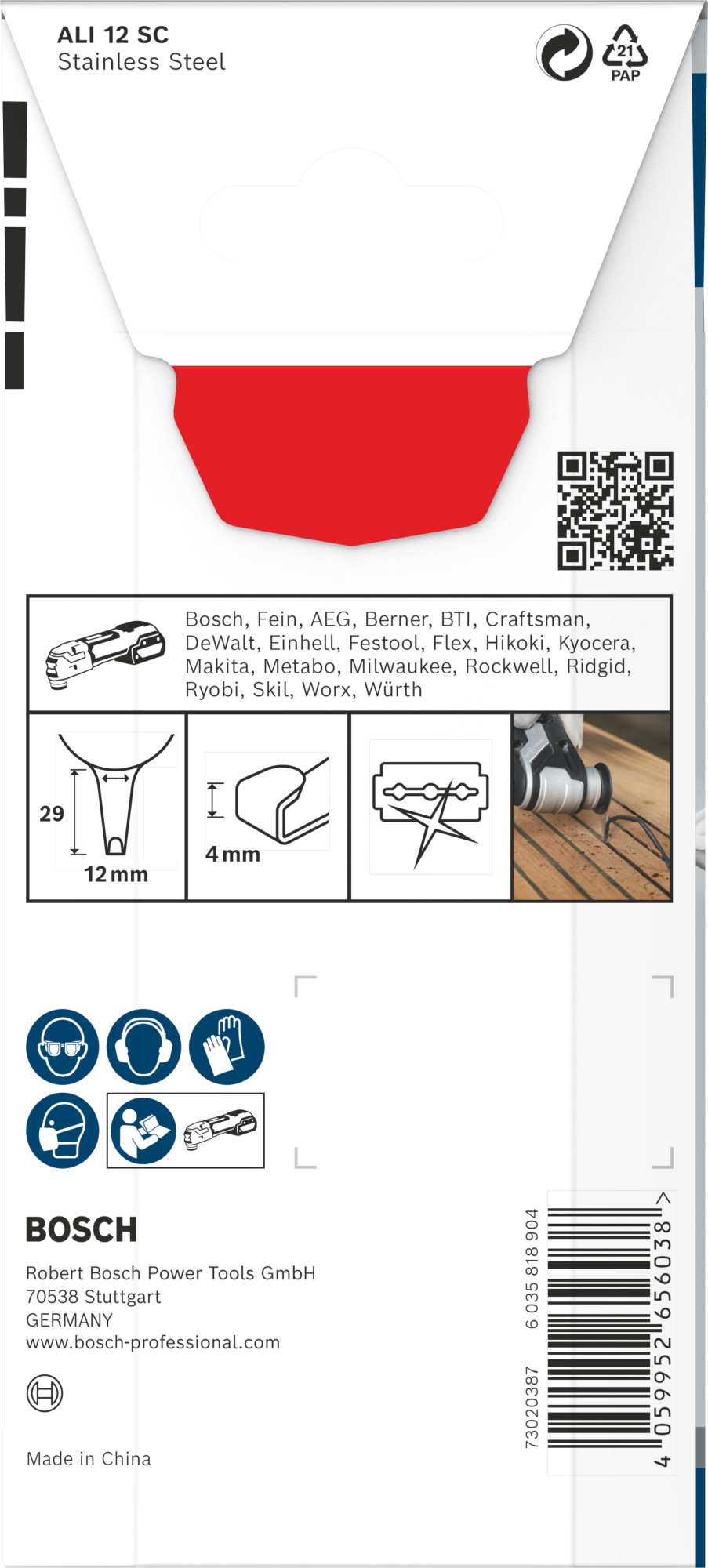 Hoja multiherramienta PRO ALI 12 SC, 4 x 12 mm