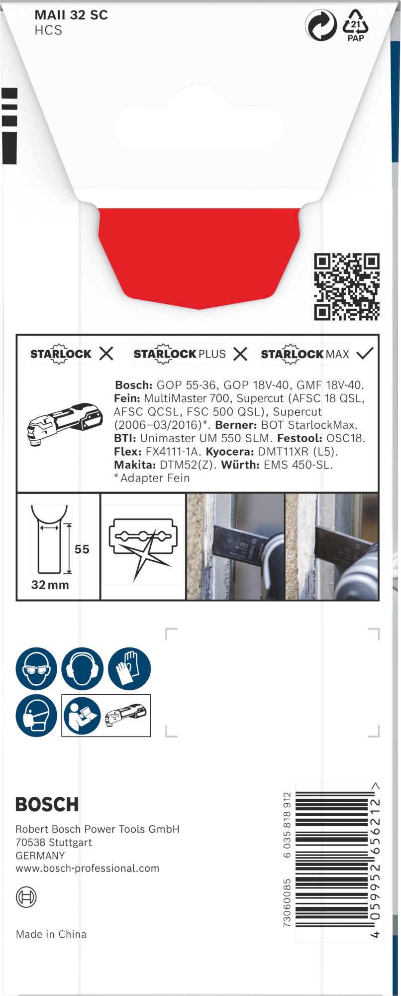 Hoja multiherramienta PRO MAII 32 SC, 32 x 55 mm