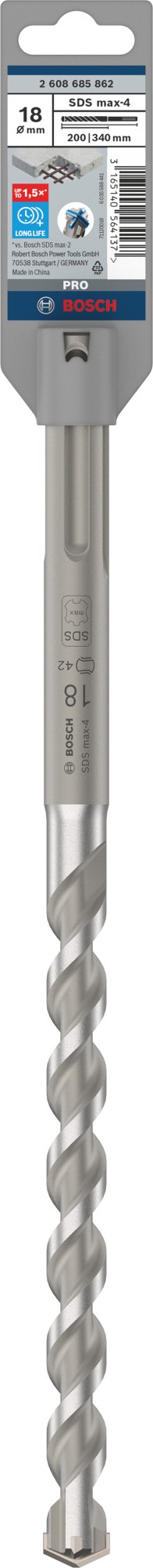 Broca para martillo PRO SDS max-4, 18 x 200 x 340 mm