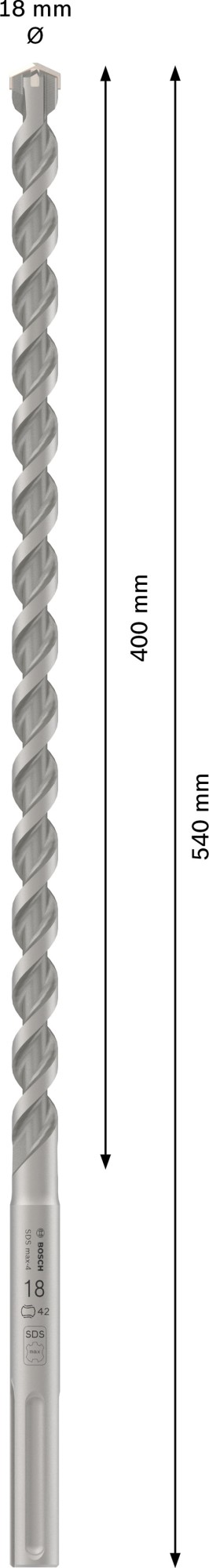 Broca para martillo PRO SDS max-4, 18 x 400 x 540 mm