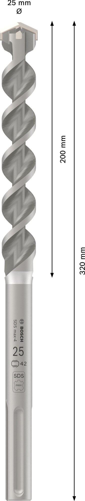 Broca para martillo PRO SDS max-4, 25 x 200 x 320 mm