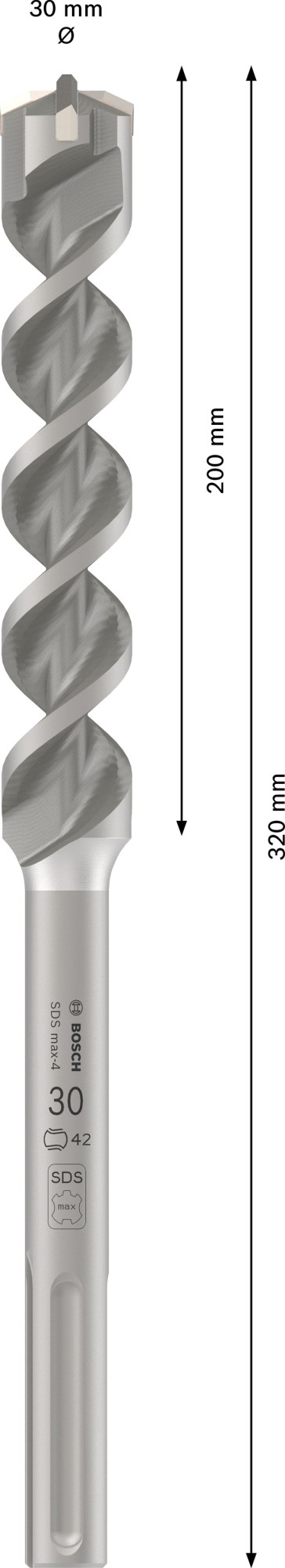 Broca para martillo PRO SDS max-4, 30 x 200 x 320 mm