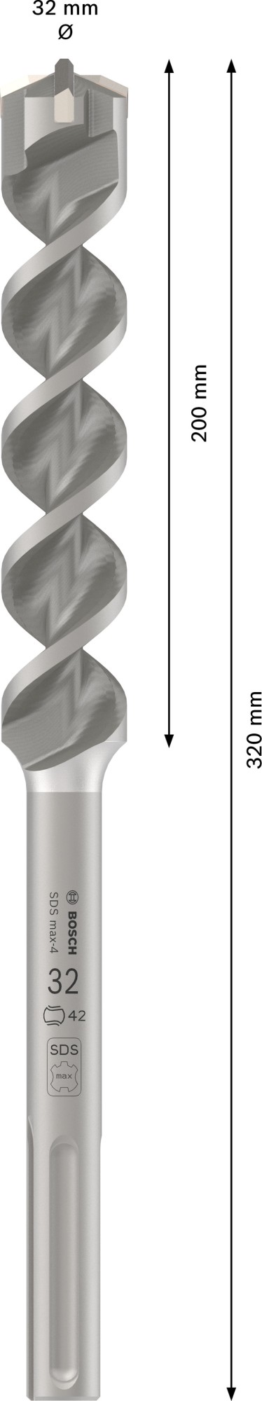 Broca para martillo PRO SDS max-4, 32 x 200 x 320 mm