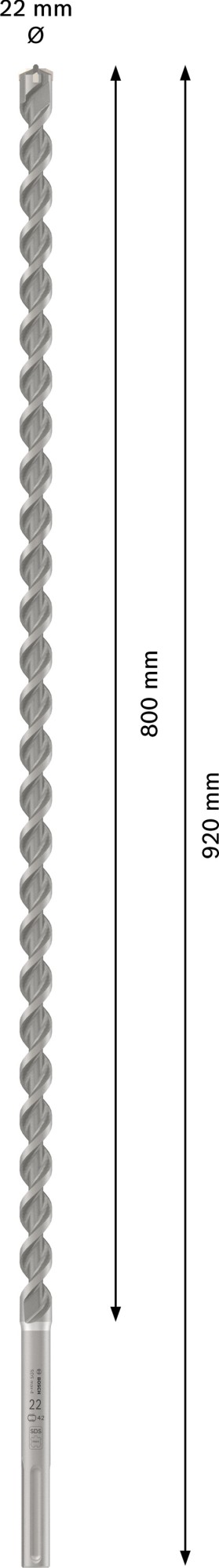 Broca para martillo PRO SDS max-4, 22 x 800 x 920 mm