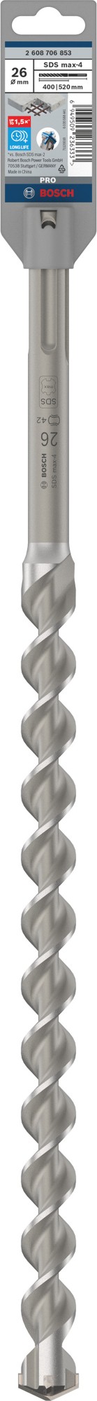 Broca para martillo PRO SDS max-4, 26 x 400 x 520 mm