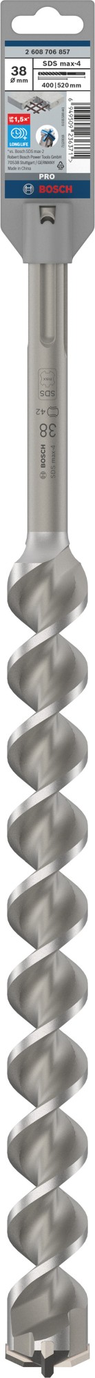 Broca para martillo PRO SDS max-4, 38 x 400 x 520 mm