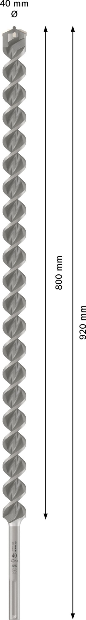 Broca para martillo PRO SDS max-4, 40 x 800 x 920 mm