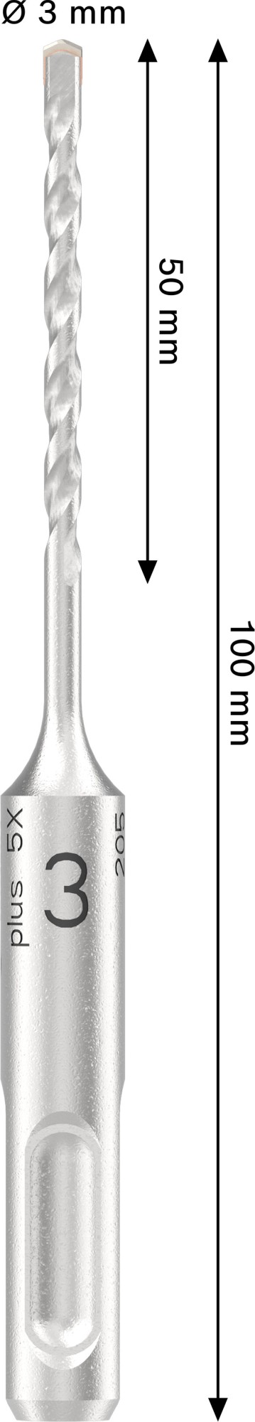 Broca para martillo PRO SDS plus-5X, 3 x 50 x 100 mm