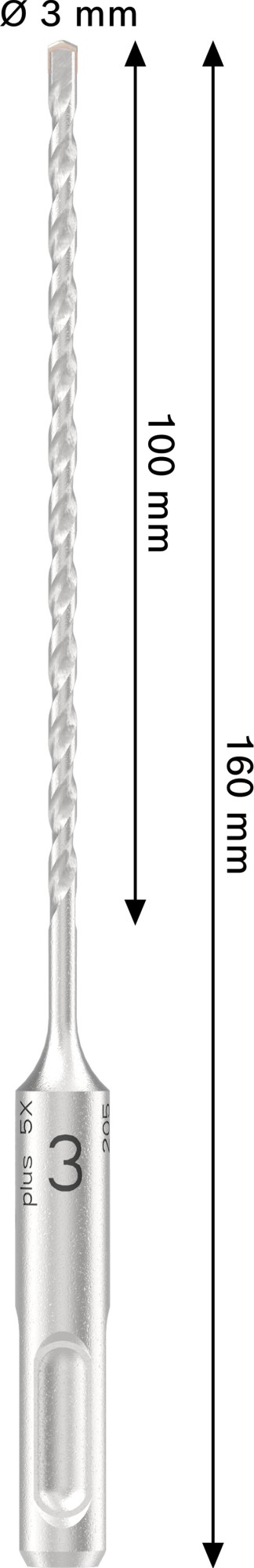 Broca para martillo PRO SDS plus-5X, 3 x 100 x 160 mm