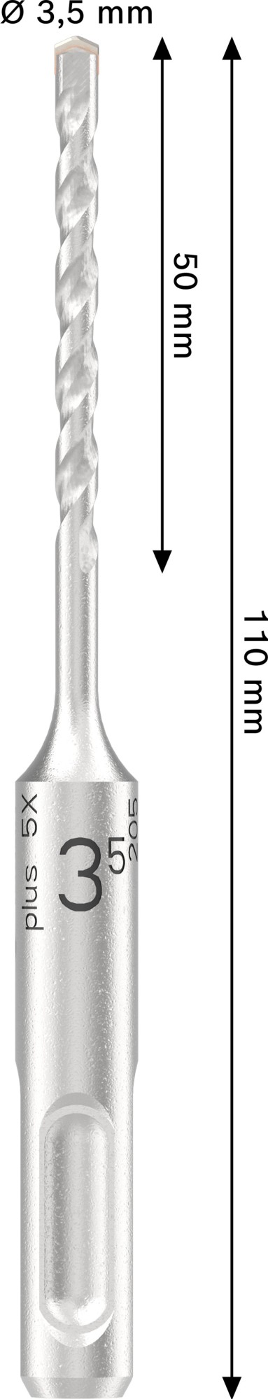 Broca para martillo PRO SDS plus-5X, 3,5 x 50 x 110 mm