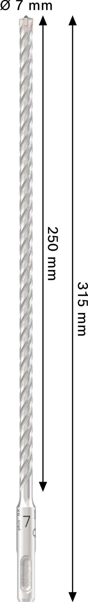 Broca para martillo PRO SDS plus-5X, 7 x 250 x 315 mm