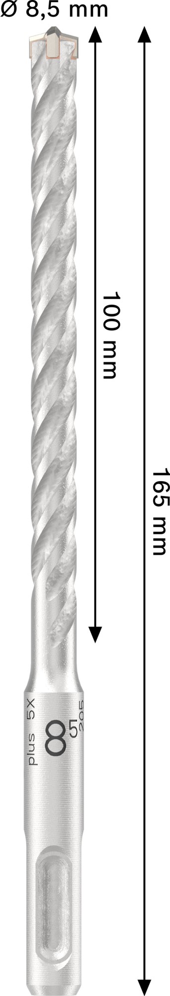Broca para martillo PRO SDS plus-5X, 8,5 x 100 x 165 mm