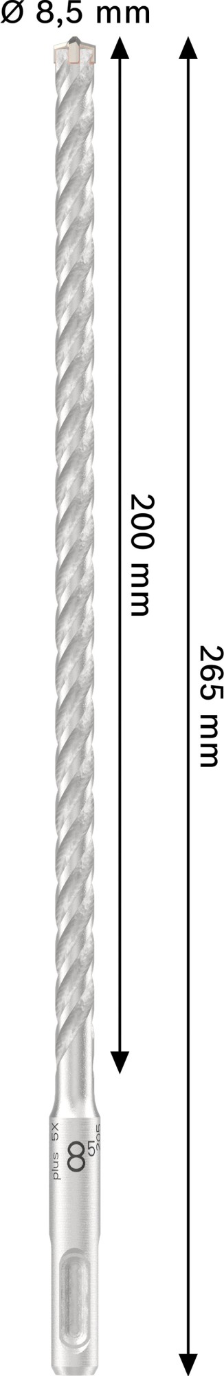 Broca para martillo PRO SDS plus-5X, 8,5 x 200 x 265 mm