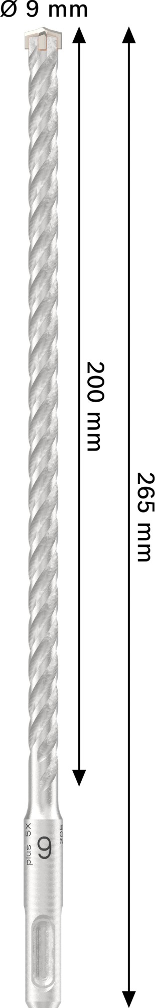 Broca para martillo PRO SDS plus-5X, 9 x 200 x 265 mm