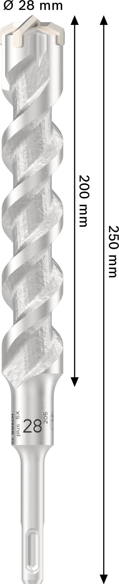 Broca para martillo PRO SDS plus-5X, 28 x 200 x 250 mm