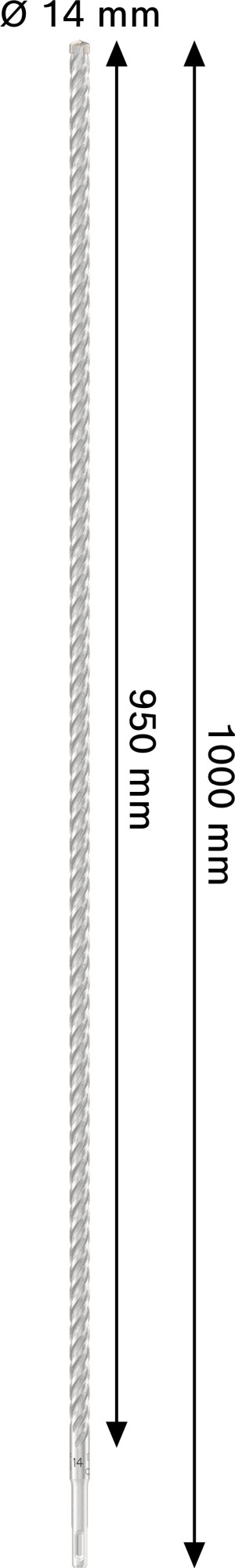 Broca para martillo PRO SDS plus-5X, 14 x 950 x 1.000 mm