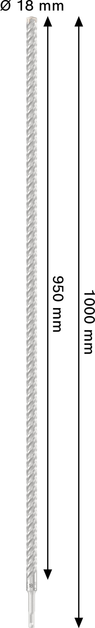 Broca para martillo PRO SDS plus-5X, 18 x 950 x 1.000 mm