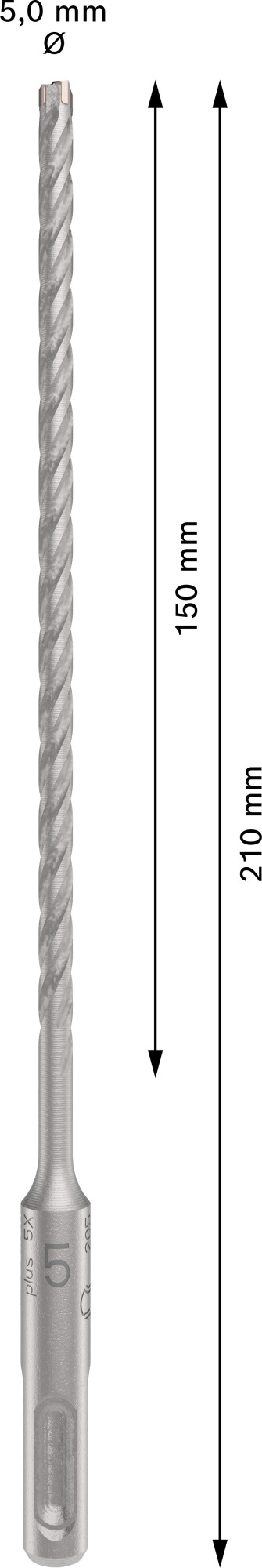 Broca para martillo PRO SDS plus-5X, 5 x 150 x 210 mm