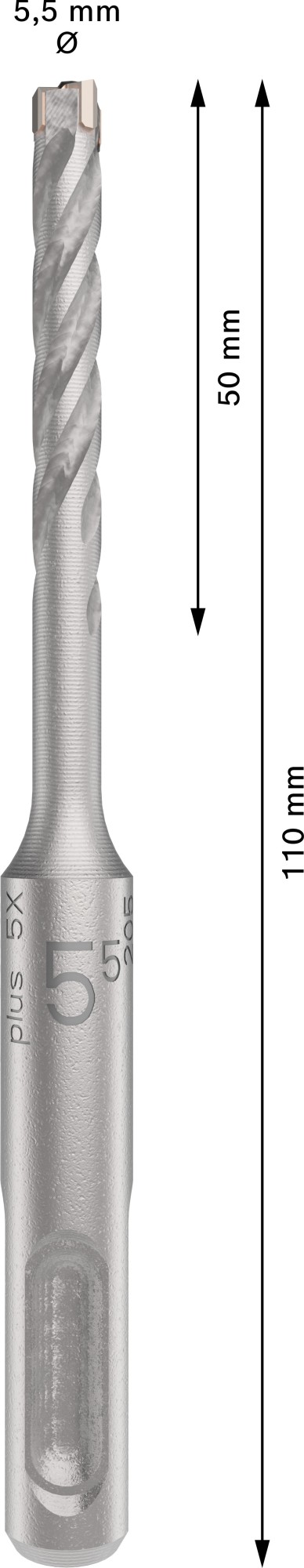 Broca para martillo PRO SDS plus-5X, 5,5 x 50 x 110 mm