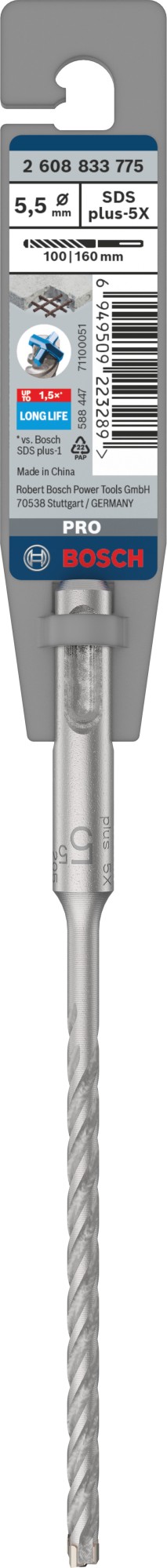 Broca para martillo PRO SDS plus-5X, 5,5 x 100 x 160 mm