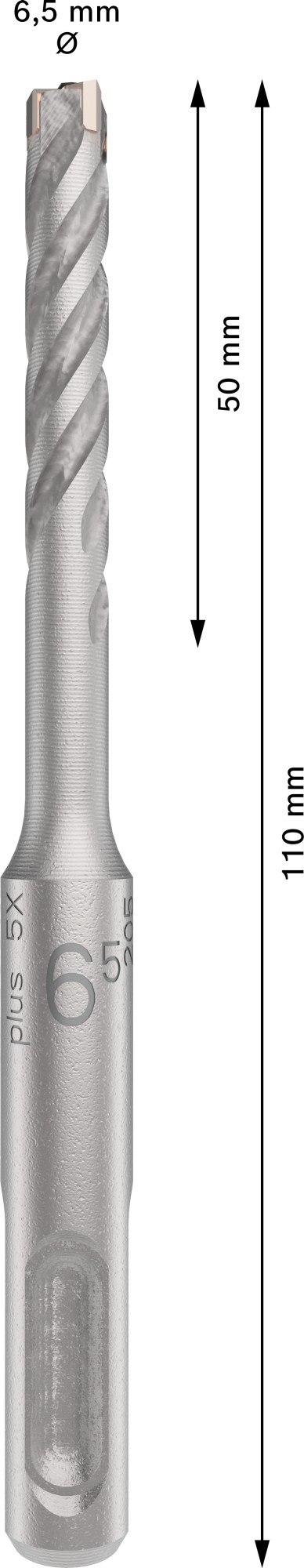 Broca para martillo PRO SDS plus-5X, 6,5 x 50 x 110 mm