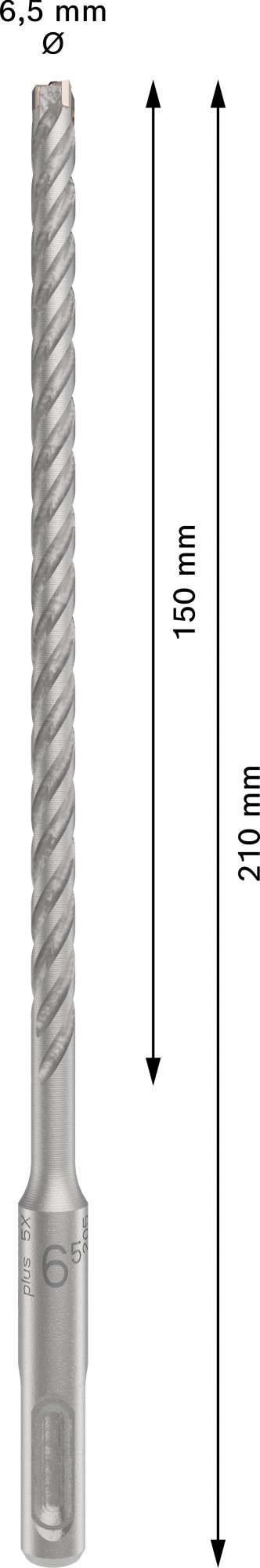 Broca para martillo PRO SDS plus-5X, 6,5 x 150 x 210 mm