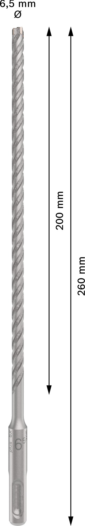 Broca para martillo PRO SDS plus-5X, 6,5 x 200 x 260 mm