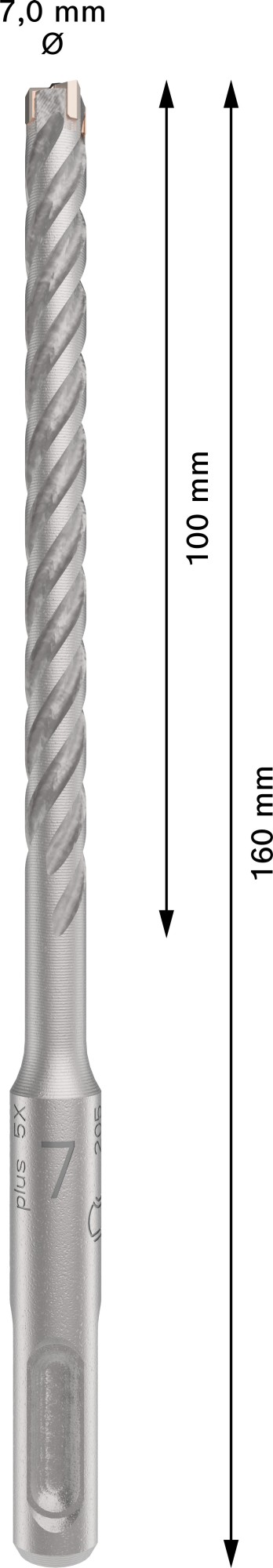 Broca para martillo PRO SDS plus-5X, 7 x 100 x 160 mm