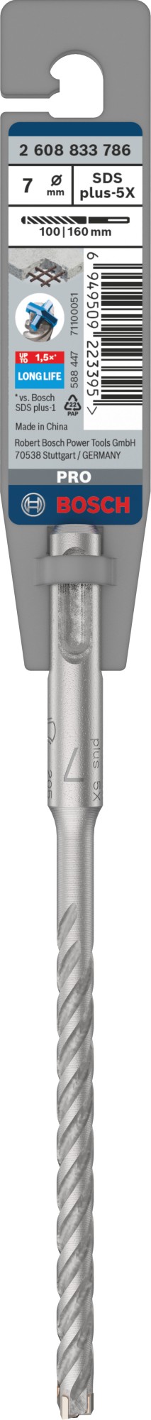 Broca para martillo PRO SDS plus-5X, 7 x 100 x 160 mm