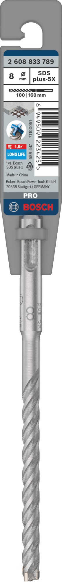 Broca para martillo PRO SDS plus-5X, 8 x 100 x 160 mm